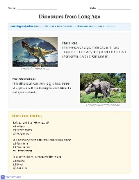 Dinosaur Reading Passage