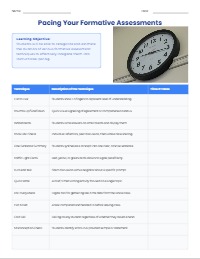 Formative Assessment Techniques Planning Guide