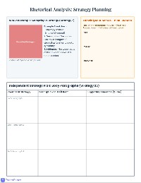 Rhetorical Analysis Essay Planning