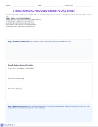 Professional STOIC Framework Teacher Goal Setting Worksheet
