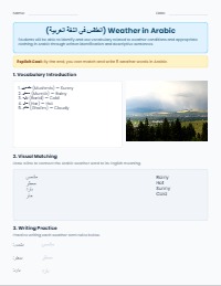 Arabic Weather and Clothing Vocabulary Mastery
