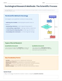 Sociological Research Methods: Chapter 2 Review