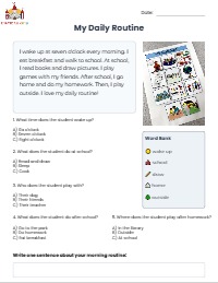 My Daily Routine Reading Activity