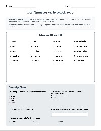 Spanish Numbers 1-20 Quiz