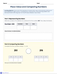 Place Value and Operations Pretest