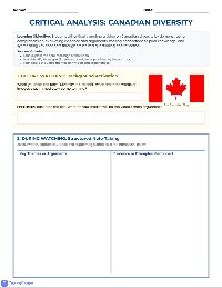 Canadian Diversity Video Analysis