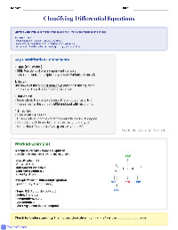 Classifying Differential Equations Overview