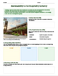 Sustainability in the Hospitality Industry Worksheet