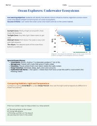 Ocean Zones and Life
