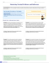 Mastering Textual Evidence and Inference Practice