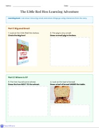 The Little Red Hen Concepts Worksheet