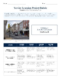 Service Learning Project Evaluation Rubric