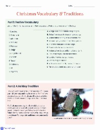 Christmas Vocabulary and Traditions