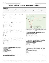 Earth, Moon, and Stars Simplified Assessment