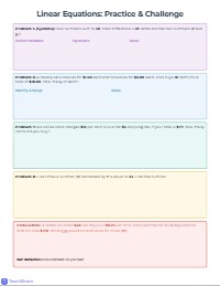 Algebraic Word Problems Mastery Worksheet