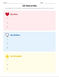 All About Me Worksheet