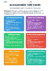 Accountable Talk Cards