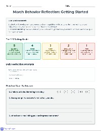 March Behavior Reflection Calendar
