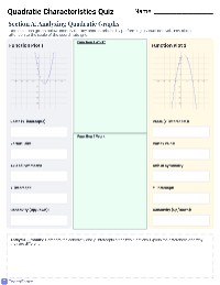 Quadratic Characteristics Quiz