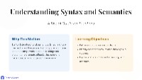 Understanding Syntax and Semantics for Educators