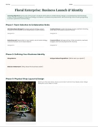Floral Shop Business Launch Project