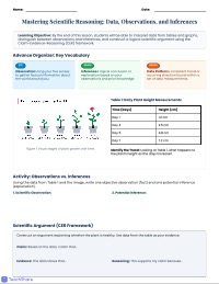 Scientific Literacy: Data Analysis and Argumentation