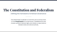 Understanding the Constitution and American Federalism