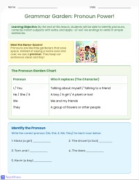 Grammar Garden Adventure: Pronouns and Verbs