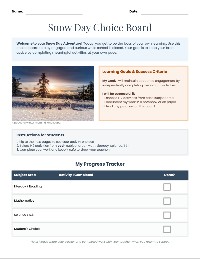 Snow Day Academic Choice Board