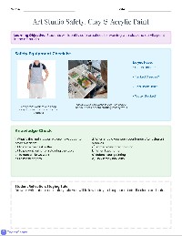 Clay and Paint Safety Worksheet