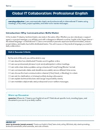 Global IT Collaboration: Professional English Worksheet