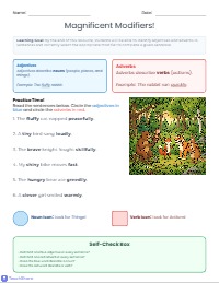 Adjectives and Adverbs Practice Worksheet