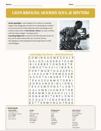 Leon Bridges Musical Journey Word Search