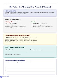 Writing a Personal Memoir