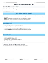 Managing My Feelings Lesson Plan