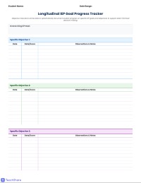 IEP Goal and Objective Tracking Sheet