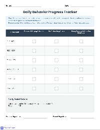 Daily Behavior Point Sheet