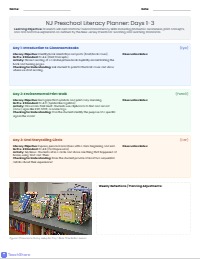 Creative Curriculum Kick Start Literacy Pacing