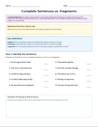 Mastering Sentences and Fragments Practice Series