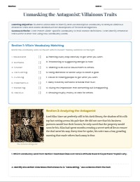 Describing Villains: Vocabulary and Character Analysis