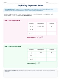 Discovering Rules for Exponent Operations