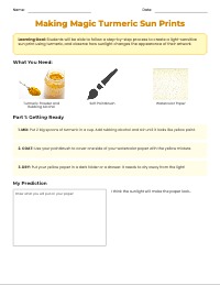 Sun Printing: My Turmeric Anthotype Worksheet