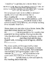 Coral Reef Vocabulary Overview