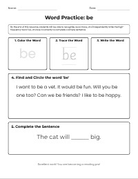 Mastering the Sight Word: Be