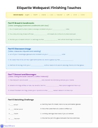Mastering Professional Dining Etiquette Webquest