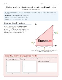 Understanding Motion: Displacement, Velocity, Acceleration