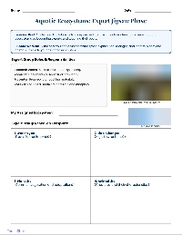 Aquatic Ecosystems Jigsaw Activity
