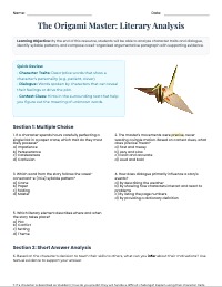 The Origami Master Lesson Review