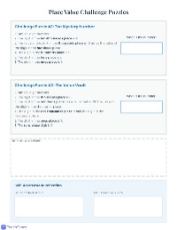 Place Value Number Puzzles