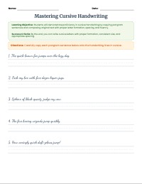 Cursive Writing Proficiency Assessment